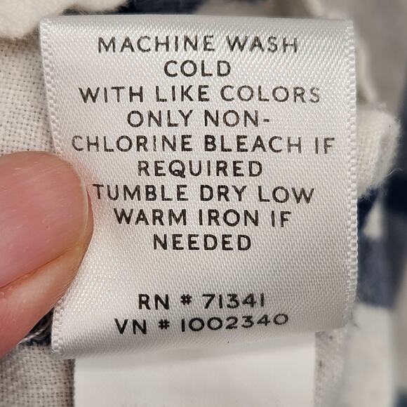 L.L. Bean Signature 100% Linen White Blue Checked Slim Fit Button Down Men's XL - Picture 4 of 8